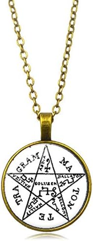 RQZQ Necklace Supernatural Pentacle Hebrew Charm Pentagram Pendant Statement Necklace Men Star Amulet Chain Talisman Necklaces