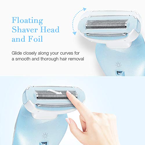 Ladies Electric Shaver, Trèsutopia 3-in-1 Blade Rechargeable Electric Razor for Women Bikini Trimmer Hair Removal for legs and Underarms, 4 Types of Heads (Electric Razor)