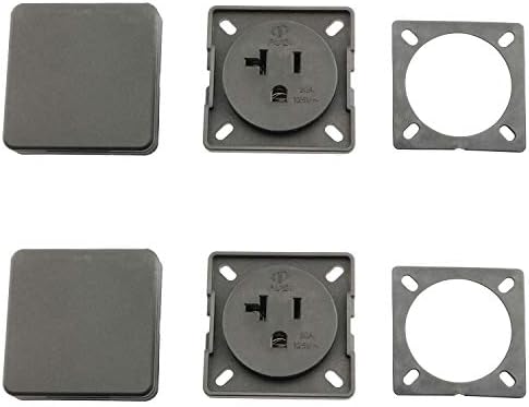 Partstock 2PCS 3 Hole Power Socket Outlet with Cover 20A Panel Mount Waterproof Industrial Outdoor Electrical Female Power Socket Adapter Connector
