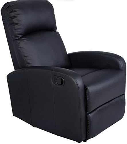 Brand New Costway Manual Recliner Chair Black Lounger Leather Sofa Seat Home Theater With A Durable Construction And Stylish Finish