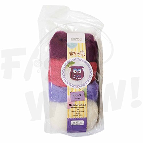 Set of 6 Wool roving FELT Needle DIY Handcraft KIT red purple blue yellow pink white