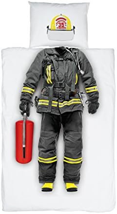 Cuddily Children's Firefighter Comforter Set for Kids - Size 68 in x 86 in - Ultra Soft Cotton - Unique - Realistic - Luxury Bedding - Hero