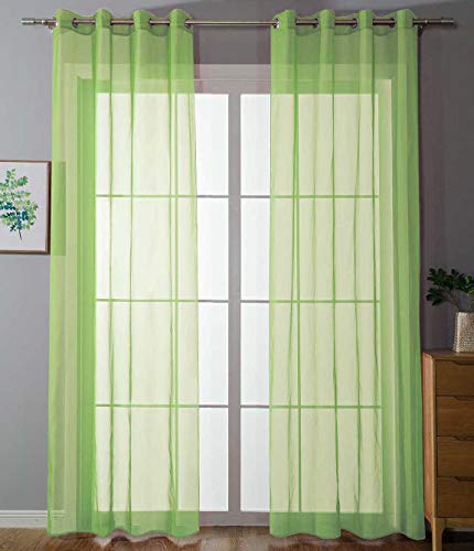 Gardinenbox 20332-cn2 Lot de 2 Rideaux à œillets Transparents Uni pour Salon 100% Polyester Vert Pomme 245 x 140 cm