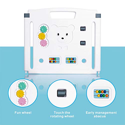 Baby Folding playpen Baby Playpen Kids Activity Centre Safety Play Yard Home Indoor Outdoor New Pen (White and Blue) - Thumbnail 4
