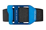 Trayvax Cinch Web Belt, Black Nylon Webbing, Blue Buckle, 34-38