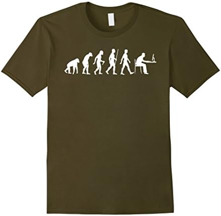 Evolution of Man Computer: Geek, Programmer T-shirt - Male Medium - Olive
