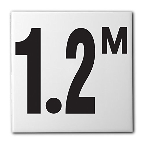 Ceramic Swimming Pool Waterline Depth Marker " 1.2 M " Smooth Finish, 4 inch Font