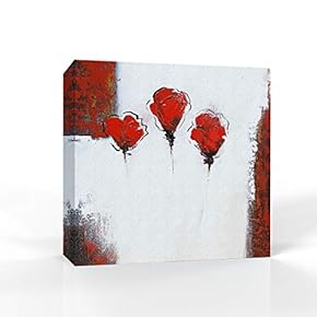 Canvas Wall Art Elegant Red Flowers Pictures Home Wall Decorations for Bedroom Living Room Paintings Canvas Prints Framed - 12x12 inches