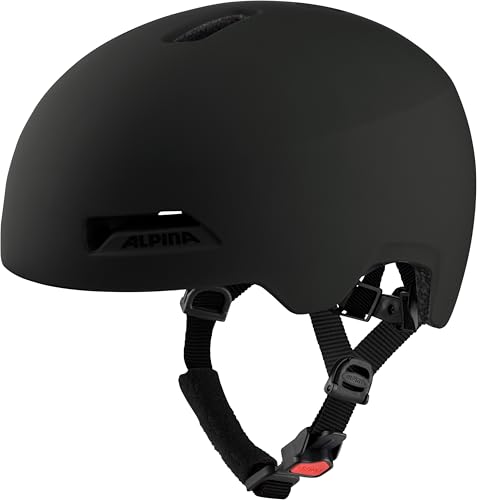 Alpina HAARLEM - Robuster, sicherer und individuell anpassbarer & Leichter Urban Fahrradhelm für Erwachsene - Black matt - 57-62 cm