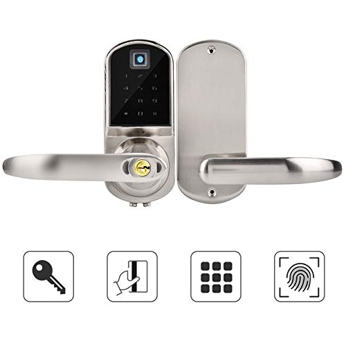 Smart Door Lock, Fingerprint Touchscreen Password Key Card Anti-Theft Entry Gate Lock with 12-Key Backlight Keyboard