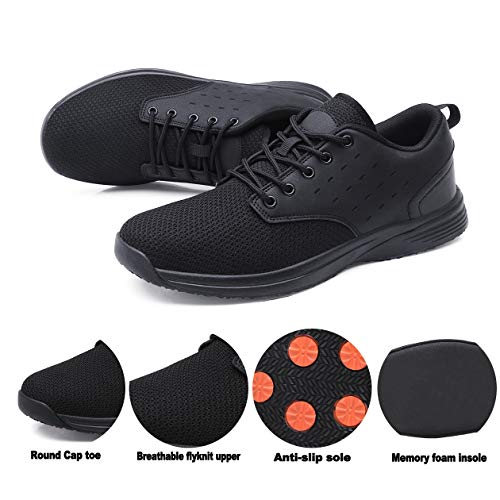 EXEBLUE Kitchen Shoes for Men Slip on Sneakers Slip Resistant Comfortable Lightweight Work Shoes Black