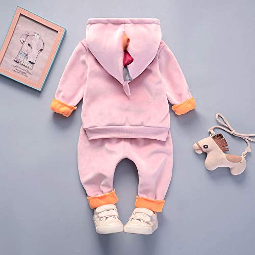 Sharemen Baby Boy Girl Long Sleeve Hoodie Tops Sweatsuit Pants Headband Outfit Set (2-3Years, Pink 2) - Thumbnail 5