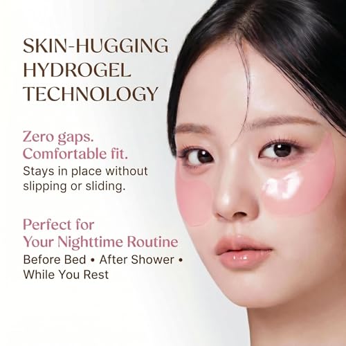PDRN Caffeine Eye Patches for Dark Circles & Puffiness | Hydrating Under Eye Mask with Hyaluronic Acid & Niacinamide | Reduce Fine Lines & Brighten Tired Eyes - (60Patche) (Rose pink)