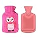 Children's Rubber Hot Water Bottle w/Cute Knit Cover (500ML, Pink/Pink Owl)