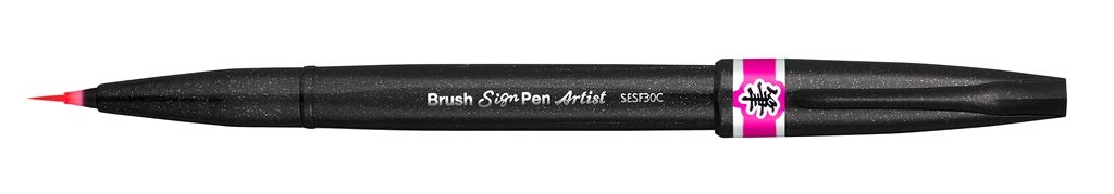 Pentel SESF30C Brush Sign Pen Artist, Extra Fine Brush Tip, Pink (Single Pen)