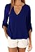 Happy Sailed Women 2018 Casual Chiffon Button V Neck Blouses Shirts,Medium Blue