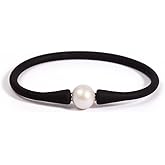 MINGHANG 9-11mm Silicone Edison Freshwater Pearl Bracelets,Womens Charm Bangle Jewelry,Colored Dainty Personalized Stretch Mood Rubber Bands for Men and Women 6.5'' 7'' 7.5''