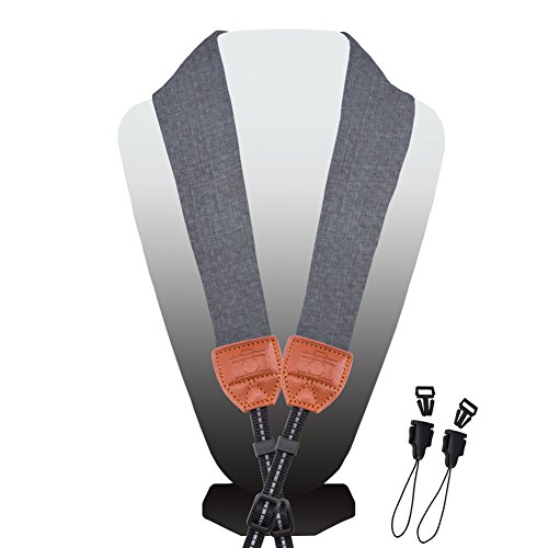 Wolven Soft Scarf DSL/SLR Camera Neck Shoulder Strap Belt for Nikon/Canon/Sony/Samsung/Pentax/Olympus/Leica/Fujifilm Instax Etc, Grey