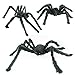 JOYIN 3 Pack Halloween Giant Spider Decorations, Realistic Looking Hairy Spiders with Giant Halloween Spider Web for Halloween Outdoor Indoor Decorations Props