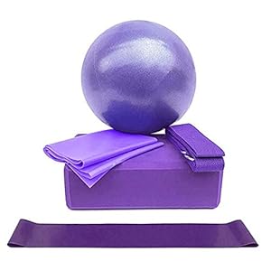 iFCOW Yoga Belt Exercise Ball Set, 5pcs Yoga Set Exercise Ball Yoga Block Resistance Loop Stretching Strap Yoga Belt