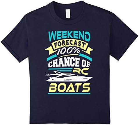 Kids Weekend Forecast 100% Chance of RC Boats T-Shirt  6 Navy