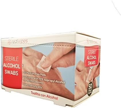 50 Sterile Alcohol Swab Prep Pads Individually Packaged in Dispenser Box Great for First aid Cabinet.