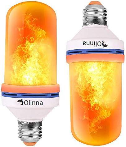 Olinna - Orange LED Flame Effect Light Bulb - Upgraded 4 Modes E26 Base Orange Lamp Head with Upside Down Effect Simulated Atmosphere Lighting for Christmas Lights Outdoor Party Decoration (2PACK)