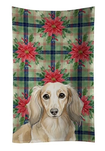 Caroline's Treasures Longhaired Cream Dachshund Christmas Poinsettas Kitchen To…