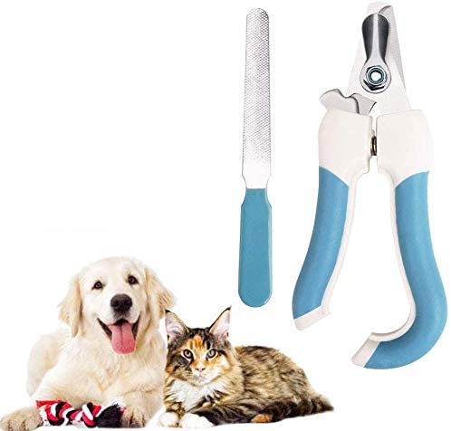 Professional Pets Dog Cat Nail Clippers, with Pet Safety Guard & Lock | Stainless Steel with Nail File Very Easy to Use - Best Cat and Dog Nail Trimmers and Pet Clippers for All Animals (Blue)