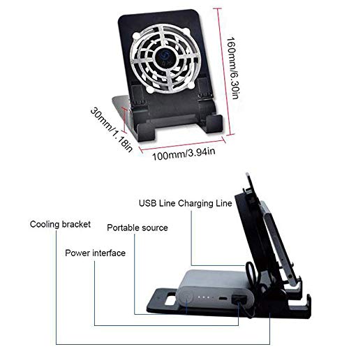 Goglor Phone Cooling Fan, 2 in 1 Portable Cell Phone Cooler Radiator & Tablet Holder Stand, Adjustable Angle Lazy Desktop Stand Cooling Pad for Ipad & Samsung iPhone Smartphone - Thumbnail 6