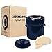 Humble House Fermentation Crock 1/2 Gallon Sauerkrock Sauerkraut Crock with Lid Weights & Pounder - Blue Ceramic Fermenting Crock Kit for Pickling Cabbage Kimchi Vegetables 2 Liter Fermentation Jar