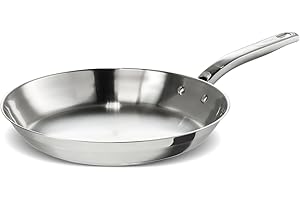 T-FAL Stainless, Frypan Skillet,30 cm, Premium Grade 18/10 Stainless Steel, Encapsulated Base, with Interior Measuring Marks,