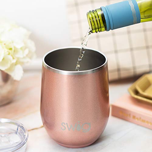 Swig Life 12oz Wine Tumbler with Lid, Stainless Steel, Dishwasher Safe