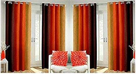 Buy Home Furnishings Faux Silk Curtains Orange Set Of 2 Online
