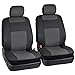 BDK OS-409-CC-A_am Black & Charcoal Synthetic Leather Seat Covers for Car SUV Van - Affordable PU Vinyle Replacement Covers