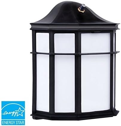 LED 12W Wall Pack Light - Dusk to Dawn Photocell Included - 3000K (Warm White) Wall Mount Lantern Fixture, Exterior Security Lighting, Garage, Garden, Yard