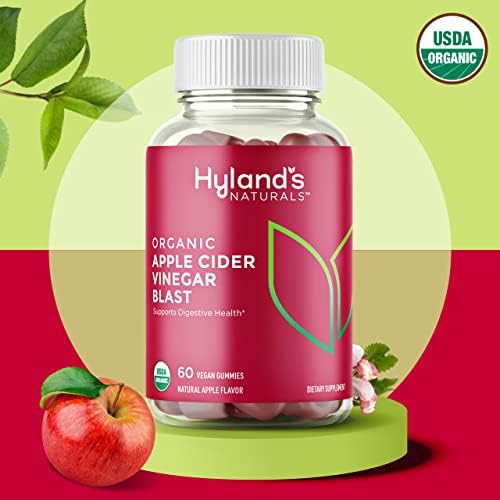 Hyland's Organic Apple Cider Vinegar Blast Gummies, Digestive Health Support, 60 Vegan ACV Gummies (30 Days)
