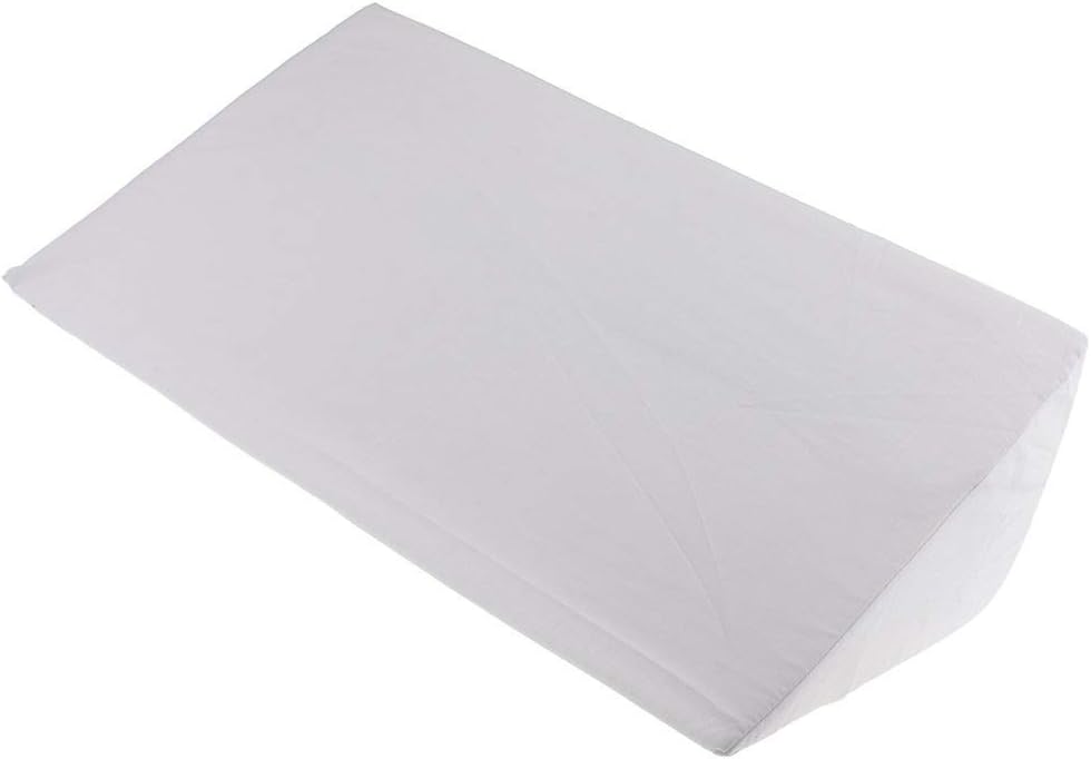 High Density Foam Pillow Wedge Pillow Elevation Cushion Washable Cover Lumbar Support (White)