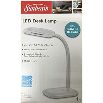 New SUNBEAM Flexible Neck LED Desk LAMP Adjustable Light Energy Star (White)
