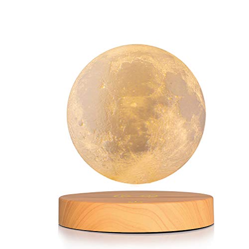 Magnetic Levitate Moon Lamp, GDPETS 3D Printing 5.9 Inches 2 Colors Levitating Moon Light with Remote, USB Rechargeable, Creative Christmas Gift