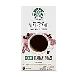 Starbucks VIA Instant Decaf Italian Roast Dark Roast Coffee (1 box of 7 packets)