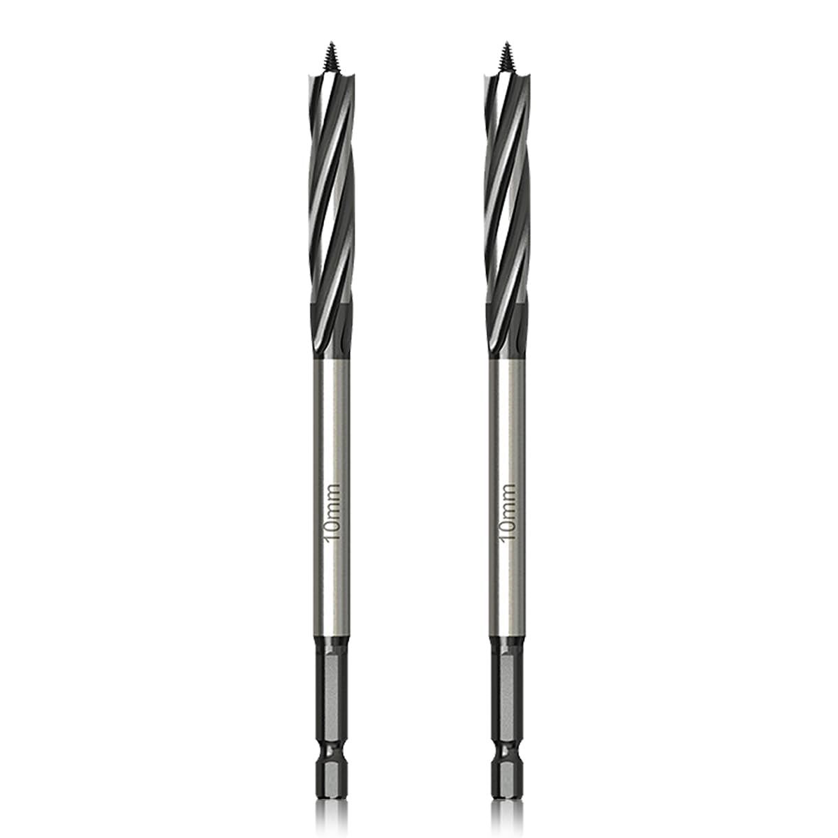 Meccion Wood Drill Bit 10mm x 165mm x 2pcs Professional Self Feed Speed Auger Drill Bit 1/4 Inch Hex Shank Woodworking Hole Drill Bit