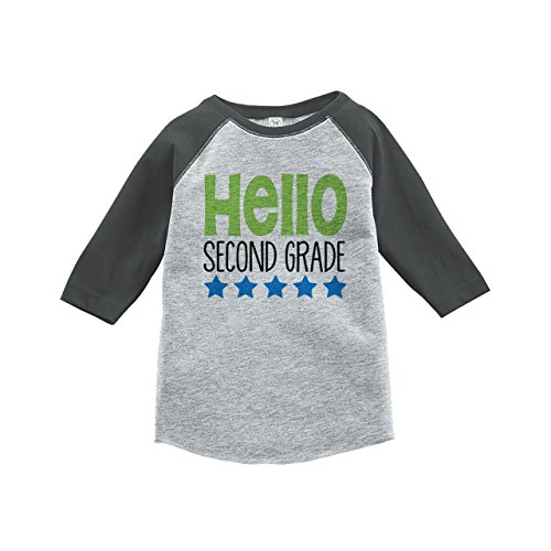 Custom Party Shop Kids Hello 2nd Grade School 4T Grey Baseball Tee