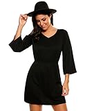 Finejo Women's Sexy V Neck Backless Short Dress Above Knee Dresses