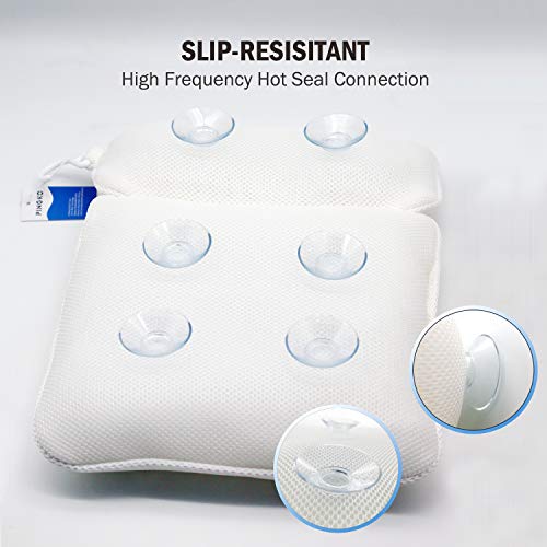 PINGKO Bath Pillow with Head, Neck, Shoulder and Back Support - Non-Slip, Extra Thick & Soft, Machine Washable,3D Air Mesh Technology,Pad with 6 Suction Cups Spa Bathtub Pillow - Thumbnail 5