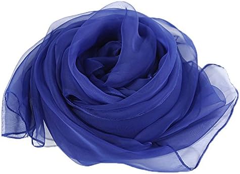 CutieTell Chiffon Silk Scarves |Thin Oversized UV Protection Four Seasons GM Royal Blue One Size