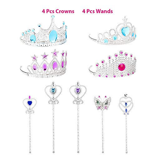 Balhvit 65 Pcs Princess Pretend Jewelry Toy, Girl's Jewelry Dress Up Play Set with Crowns, Necklaces, Earrings, Rings, Wands, Bracelets, Pretend Play Toddler Jewelry for Girls Birthday Party Favors