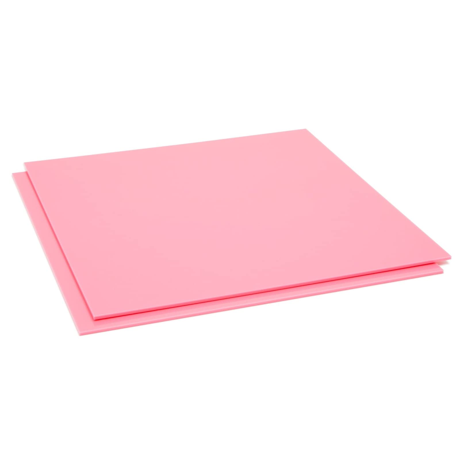 Photo 1 of Okuna Outpost Pink Acrylic Sheet - 11.75" x 11.75", 1/8" Thick, 2-Pack - Pink Opaque Cast Acrylic for Laser Cutting & Crafts