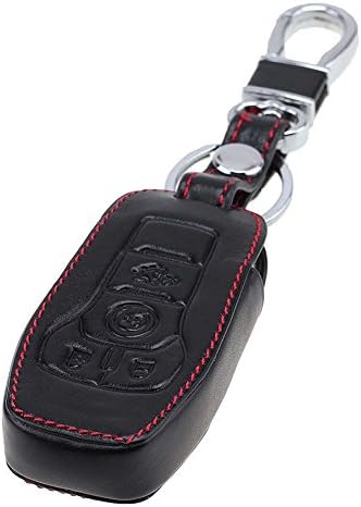 Generic Black Smart Remote Car Key Leather Case Fob Chain Cover Protector For Ford Lincoln(Ford Lincoln Black)