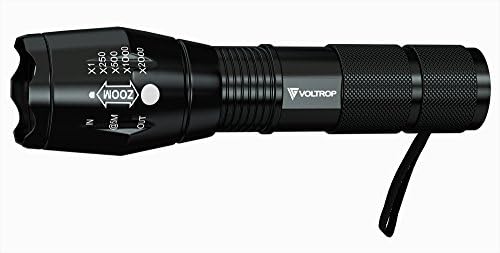 VOLTROP Defender Tactical LED Flashlight (1000 Lumens) – Military-Grade, Weather Resistant, 5 Light Modes – Rechargeable Lithium Ion Battery – Attaches to Bikes, Guns, Rail Mount (Not Included)